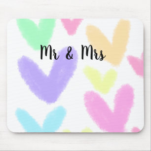 Heart simple minimal text style wedding Mr & mrs c Mouse Pad