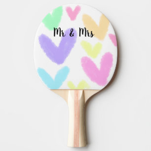 Heart simple minimal text style wedding Mr & mrs c Ping Pong Paddle