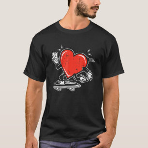 Heart Skateboard Valentines Day Cool Love Skate Sk T-Shirt