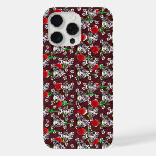 heart skeleton face pattern burgundy iPhone 15 pro max case