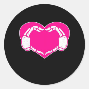Heart Skeleton Hands Gothic Valentine  Classic Round Sticker