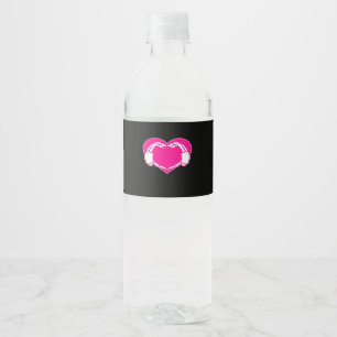 Heart Skeleton Hands Gothic Valentine  Classic Water Bottle Label