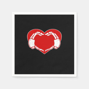 Heart Skeleton Hands Gothic Valentine Red Classic Napkin