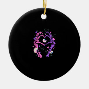 Heart Skeleton Hands - Halloween Pastel Goth Eyeba Ceramic Tree Decoration