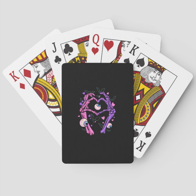Heart Skeleton Hands - Halloween Pastel Goth Eyeba Playing Cards (Back)