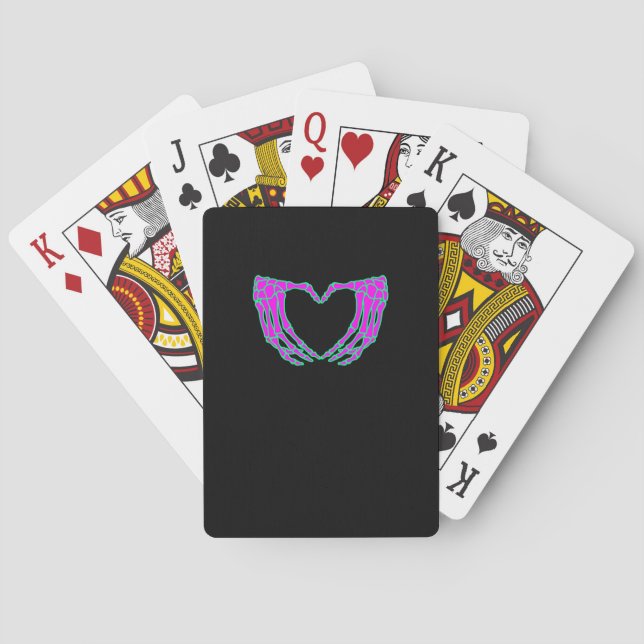 Heart Skeleton Hands Halloween Pastel Goth Eyeball Playing Cards (Back)