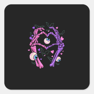 Heart Skeleton Hands Halloween Pastel Goth Eyeball Square Sticker