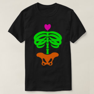 Heart Skelly Cartoon Zombie Skeleton Ribcage Art T-Shirt