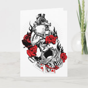 Heart, Skull and Roses - Valentine's Day Card