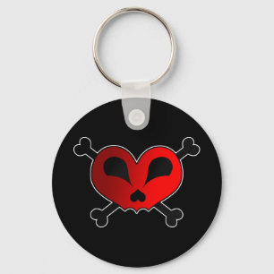 Heart Skull & Crossbones Key Ring