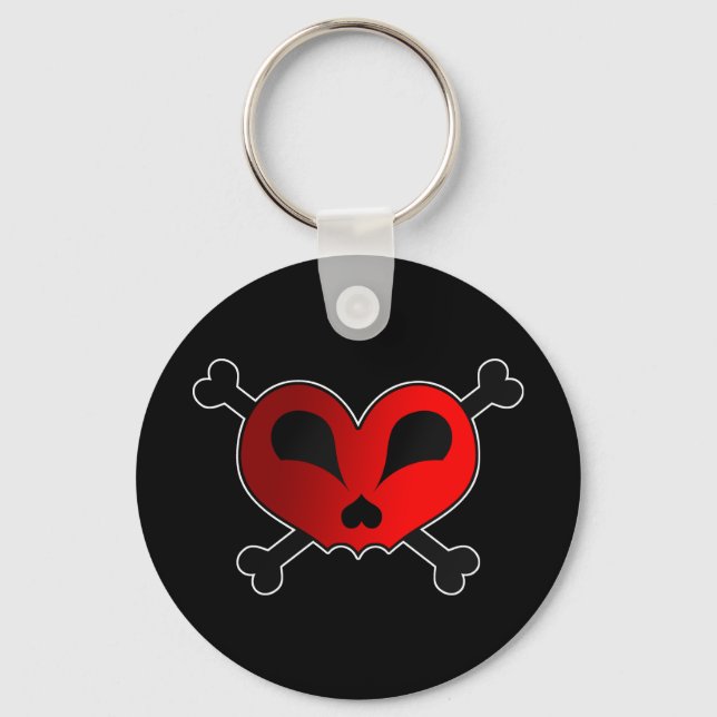 Heart Skull & Crossbones Key Ring (Front)