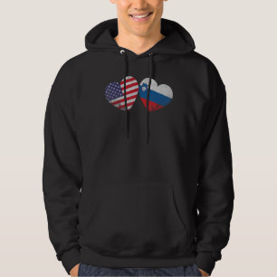 Heart Slovenian American Flag Patriotic Family Her Hoodie