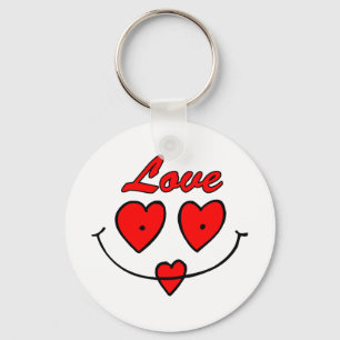 Heart Smiley Face Key Ring