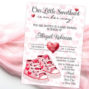Heart Sneakers Sweetheart Valentine Baby Shower Invitation