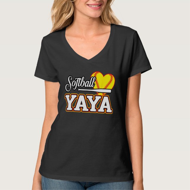 Heart Softball YaYa Cute Sport  Matching Family T-Shirt (Front)
