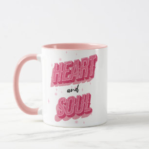Heart & Soul Pink Text Art Custom Photo Mug