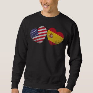 Heart Spanish American Flag Patriotic Family Herit Sweatshirt