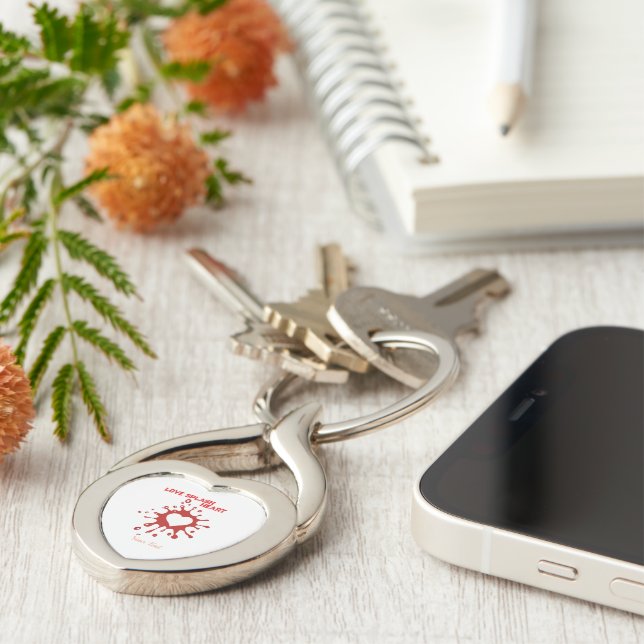 Heart Splash Art – Creative Love Expression Design Key Ring (Side)
