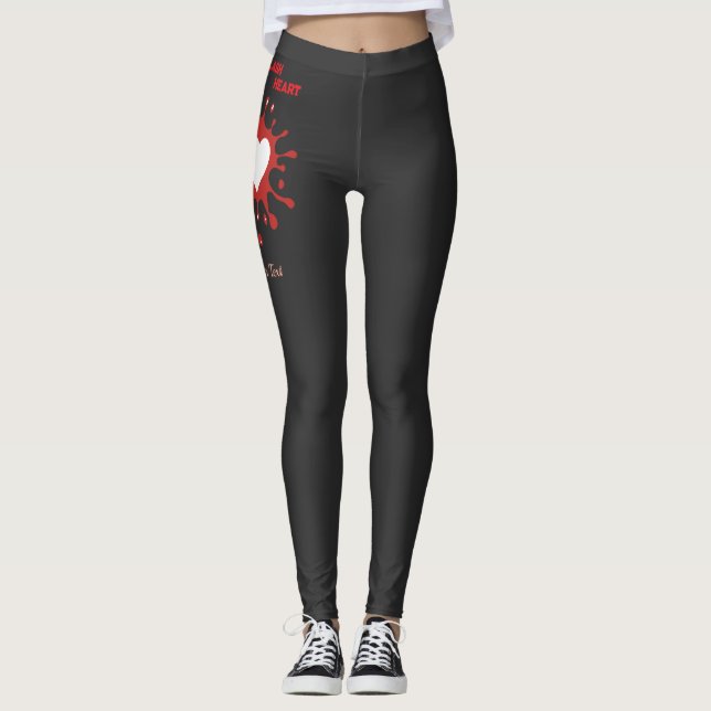 Heart Splash Art – Creative Love Expression Design Leggings (Front)