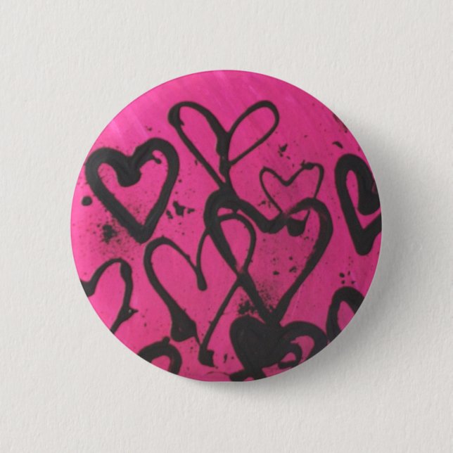 heart splatters 6 cm round badge (Front)