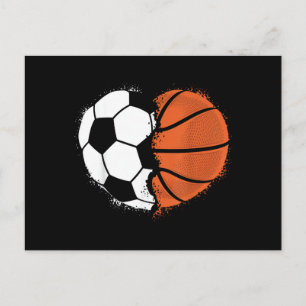 Heart Sports Soccer Basketball Ball Lover Valentin Holiday Postcard