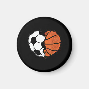 Heart Sports Soccer Basketball Ball Lover Valentin Magnet