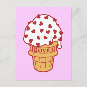 Heart Sprinkle Ice Cream Cone Postcard
