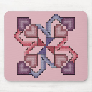 Heart Square Cross Stitch Mousepad