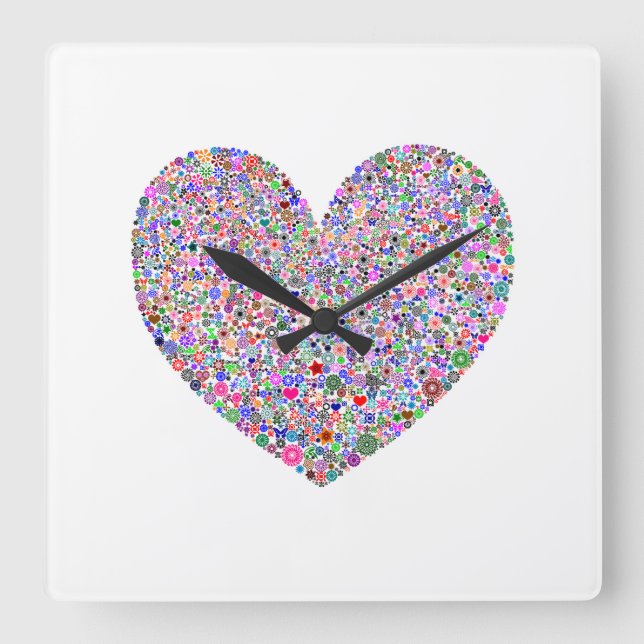 Heart Square Wall Clock (Front)