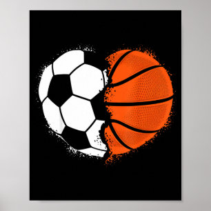 Heart Srts Soccer Basketball Ball Lover Valentines Poster