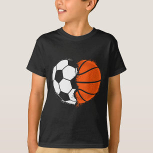 Heart Srts Soccer Basketball Ball Lover Valentines T-Shirt