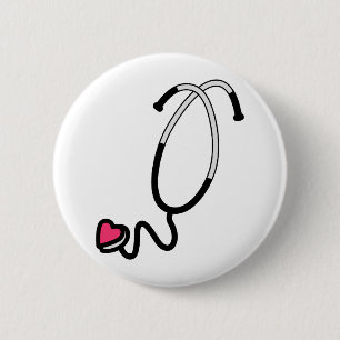 Heart Stethoscope 6 Cm Round Badge