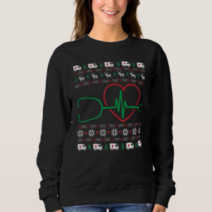 Heart Stethoscope Christmas Ugly X Mas Pj Nurse Rn Sweatshirt