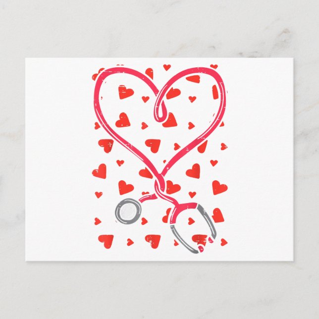 Heart Stethoscope Cute Love Nursing Valentines Day Postcard (Front)