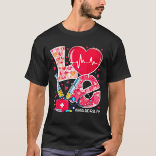 Heart Stethoscope Cute Love Nursing Valentines Hea T-Shirt