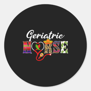 Heart stethoscope geriatic nurse cinco de mayo classic round sticker