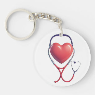 Heart & Stethoscope Keychain Gift for Nurses & D