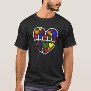 Heart Stethoscope Lgbt Q Gay Pride Rainbow Nurse R T-Shirt