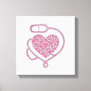 Heart Stethoscope Medical Love Vector Shirt Design Canvas Print