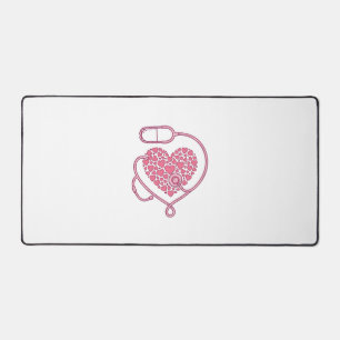Heart Stethoscope Medical Love Vector Shirt Design Desk Mat