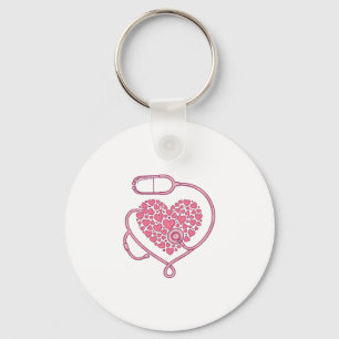 Heart Stethoscope Medical Love Vector Shirt Design Key Ring