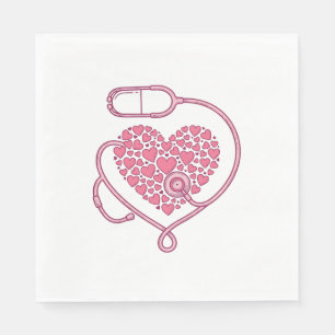 Heart Stethoscope Medical Love Vector Shirt Design Napkin
