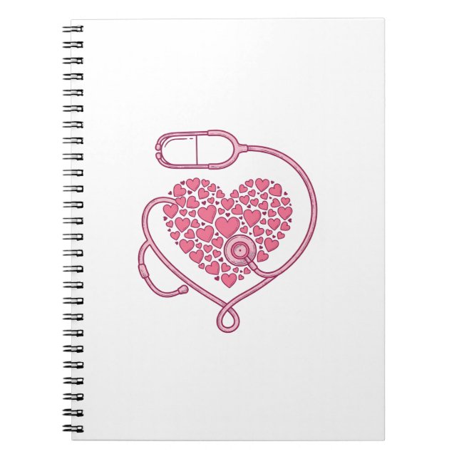 Heart Stethoscope Medical Love Vector Shirt Design Notebook (Front)