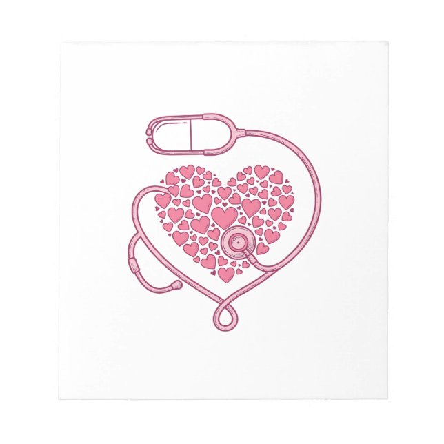 Heart Stethoscope Medical Love Vector Shirt Design Notepad (Front)