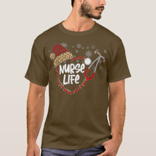 Heart Stethoscope Nurse Life Christmas Lights Tree T-Shirt