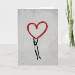 HEART & STICK MAN GRAFFITI WALL STREET ART CARD