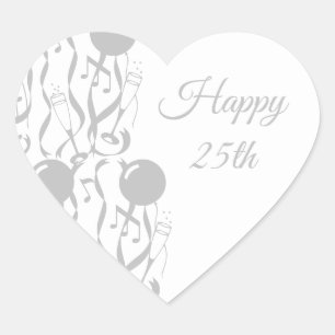 Heart Sticker Happy 25th Anniversary