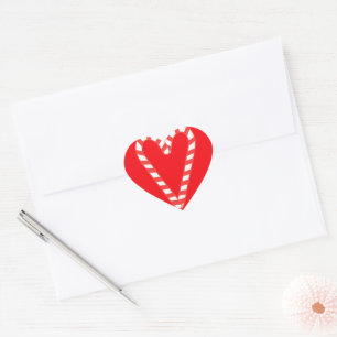 Heart Sticker with Heart Shaped Candy Cane
