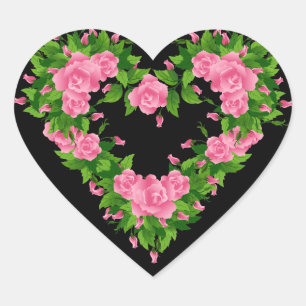 Heart Stickers-Pink Roses Sticker