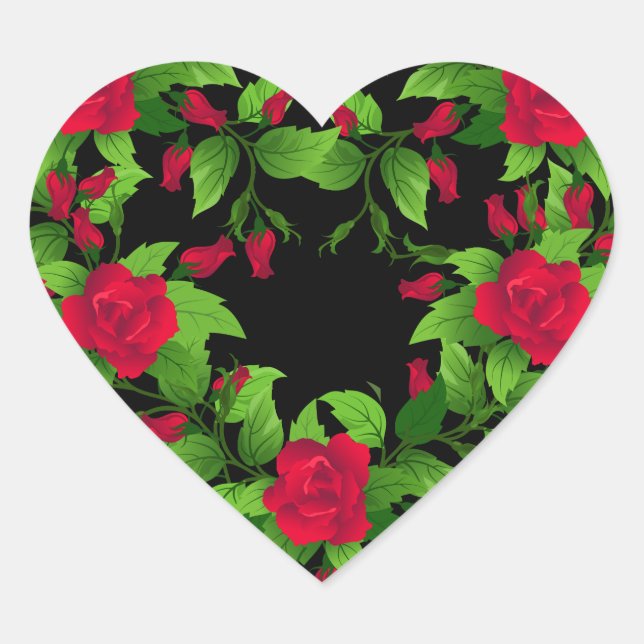 Heart Stickers-Red Roses Heart Sticker (Front)